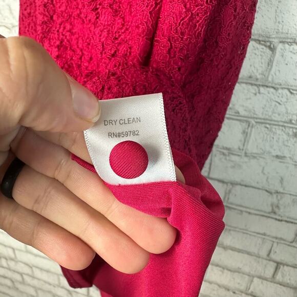 Adrianna Papell Dress Red Pink Sheath Lace Mini Party Cocktail 8 Petite - Picture 5 of 7